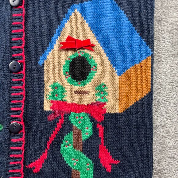 Capacity Petites Sweater Vest Cardinals Holly Christmas Button Front Medium I159 - Picture 2 of 9